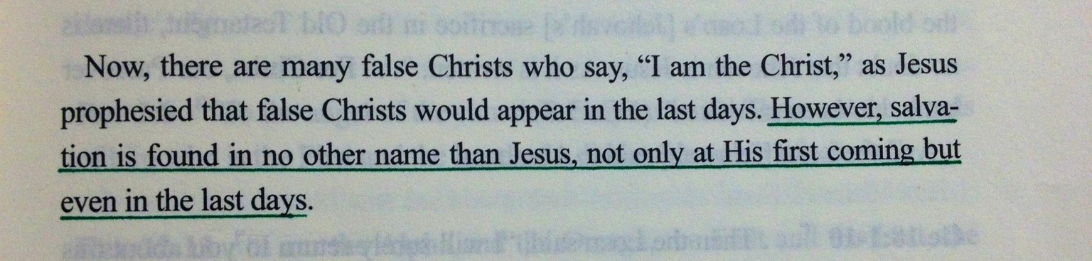 World Mission Society Church of God - Salvation is found in no other name. However, Salvation is found in no other name but Jesus, not only at His first coming but also in the Last Days